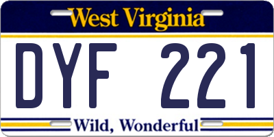 WV license plate DYF221