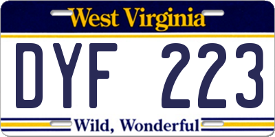 WV license plate DYF223