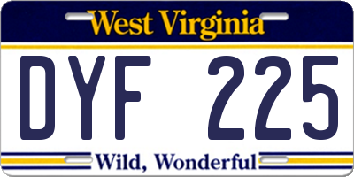 WV license plate DYF225