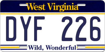 WV license plate DYF226