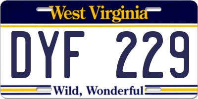 WV license plate DYF229