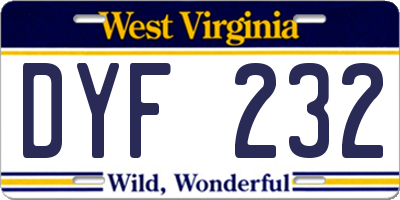 WV license plate DYF232