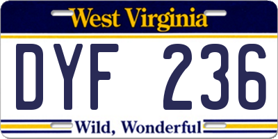 WV license plate DYF236