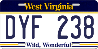WV license plate DYF238