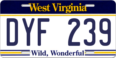 WV license plate DYF239