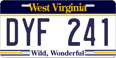 WV license plate DYF241