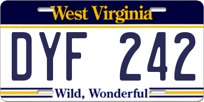 WV license plate DYF242
