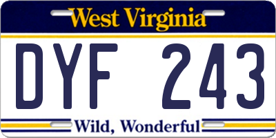 WV license plate DYF243