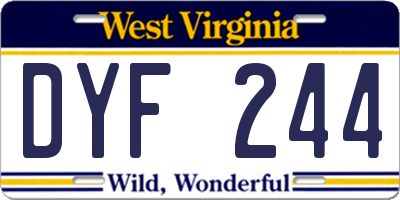 WV license plate DYF244
