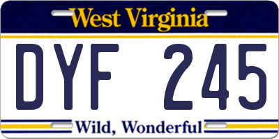 WV license plate DYF245