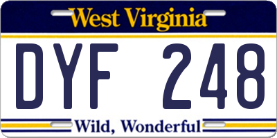 WV license plate DYF248