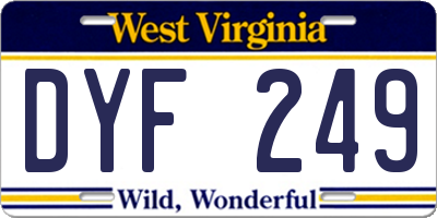 WV license plate DYF249