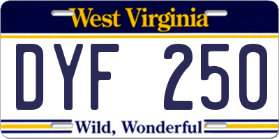 WV license plate DYF250