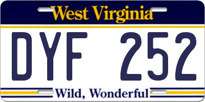 WV license plate DYF252