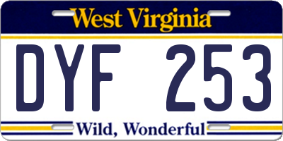 WV license plate DYF253