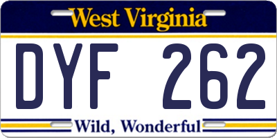 WV license plate DYF262