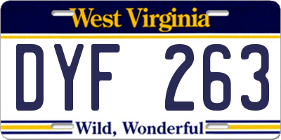 WV license plate DYF263