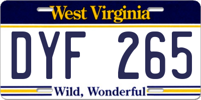WV license plate DYF265