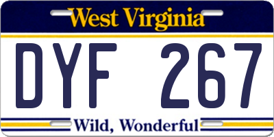 WV license plate DYF267