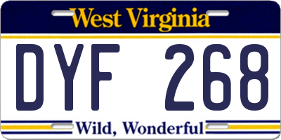 WV license plate DYF268