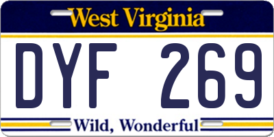 WV license plate DYF269