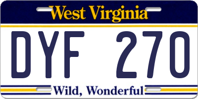 WV license plate DYF270