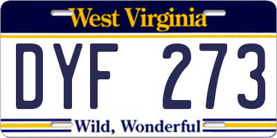 WV license plate DYF273
