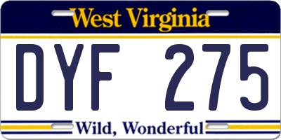 WV license plate DYF275