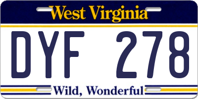 WV license plate DYF278