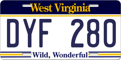 WV license plate DYF280