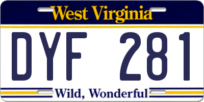 WV license plate DYF281