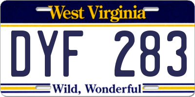 WV license plate DYF283