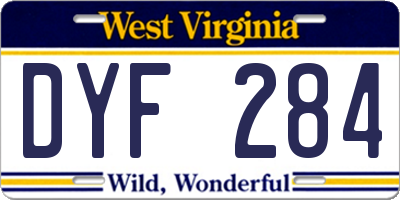 WV license plate DYF284