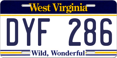 WV license plate DYF286
