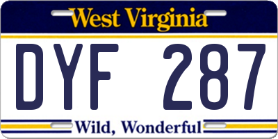 WV license plate DYF287