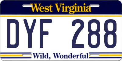 WV license plate DYF288