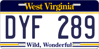 WV license plate DYF289