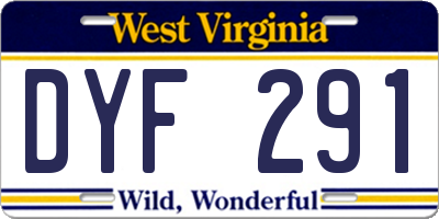 WV license plate DYF291