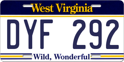 WV license plate DYF292