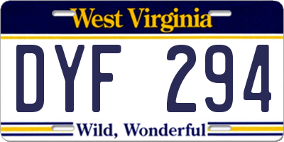 WV license plate DYF294