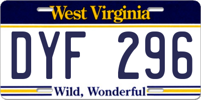 WV license plate DYF296