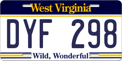 WV license plate DYF298