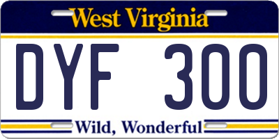 WV license plate DYF300