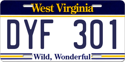 WV license plate DYF301