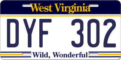 WV license plate DYF302