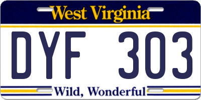 WV license plate DYF303