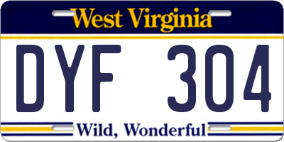 WV license plate DYF304