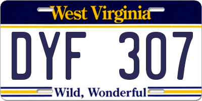 WV license plate DYF307