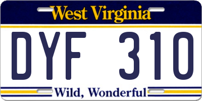 WV license plate DYF310