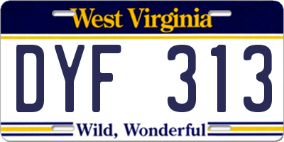 WV license plate DYF313
